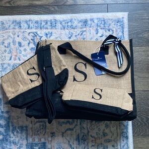 Black and Tan Tote Bag Set